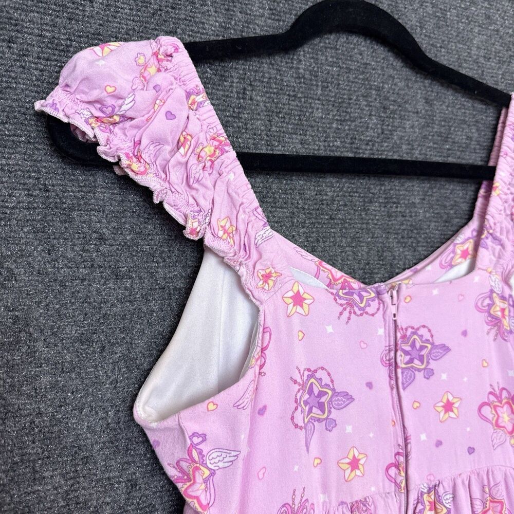 Hot Topic Sweet Society Kawaii Mini Dress S Pink Hearts Stars Coquette Princess - Picture 7 of 11